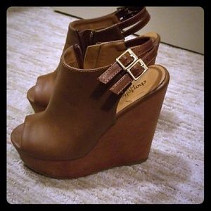 Wedge peep toe heels